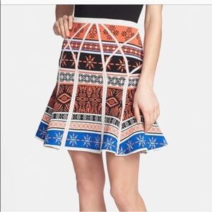 Diane Von Furstenberg Jacquard knit Samara Desert Bands Fit Flare Skirt Small